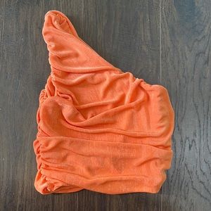 Orange one shoulder crop top